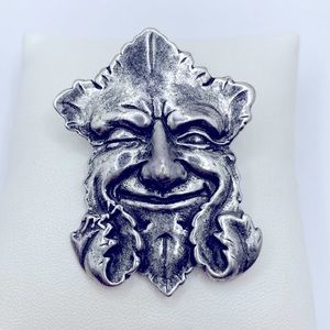 Vintage 1989 Carruth Pewter Green Man Brooch